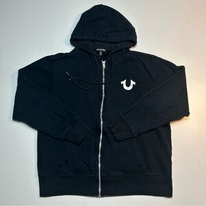 True Religion Men's Buddha Logo Seal Full-Zip Hoodie Black